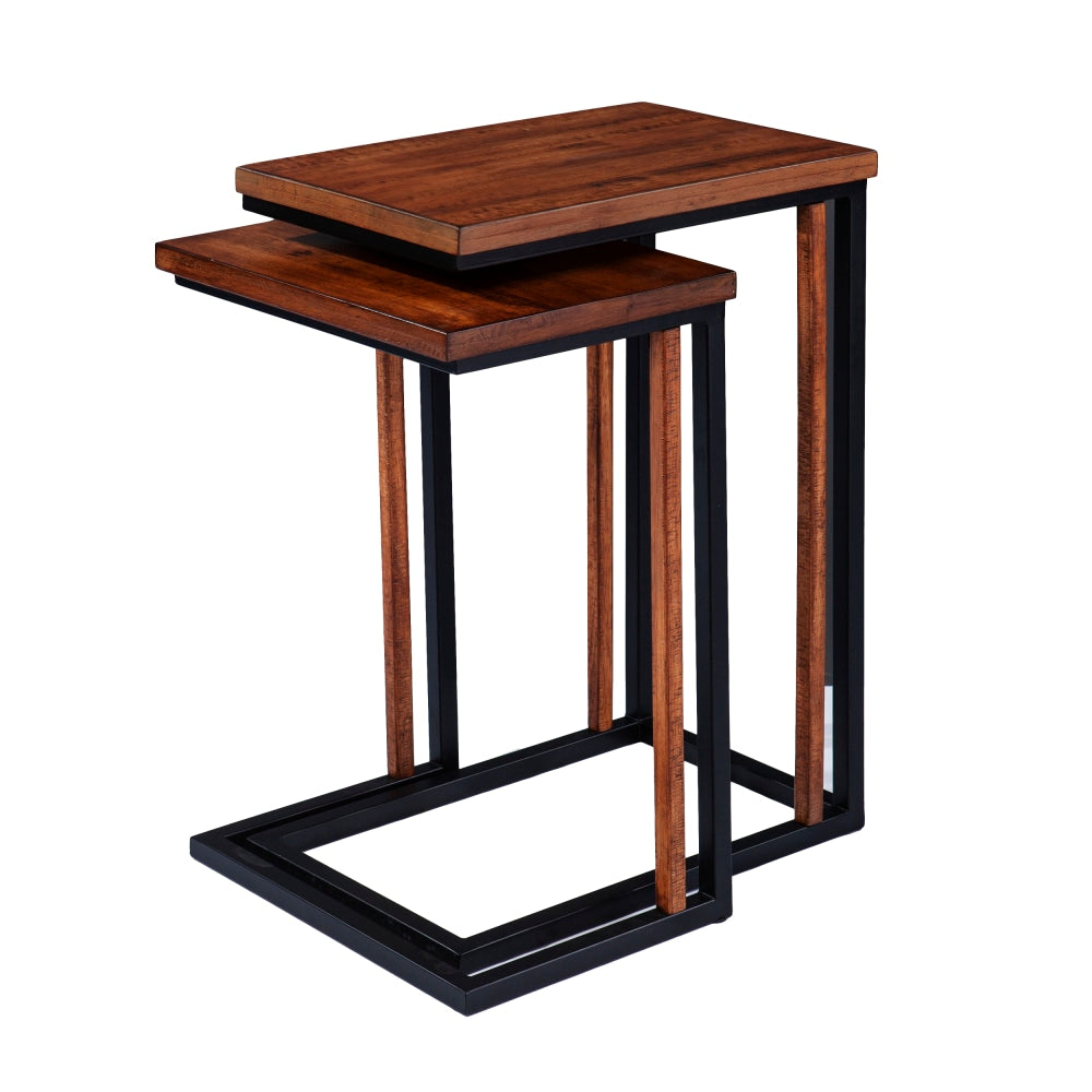 SEI Sabanti Nesting C-Tables, 24-3/4inH x 18-1/4inW x 12inD, Brown/Black, Set Of 2 Tables
