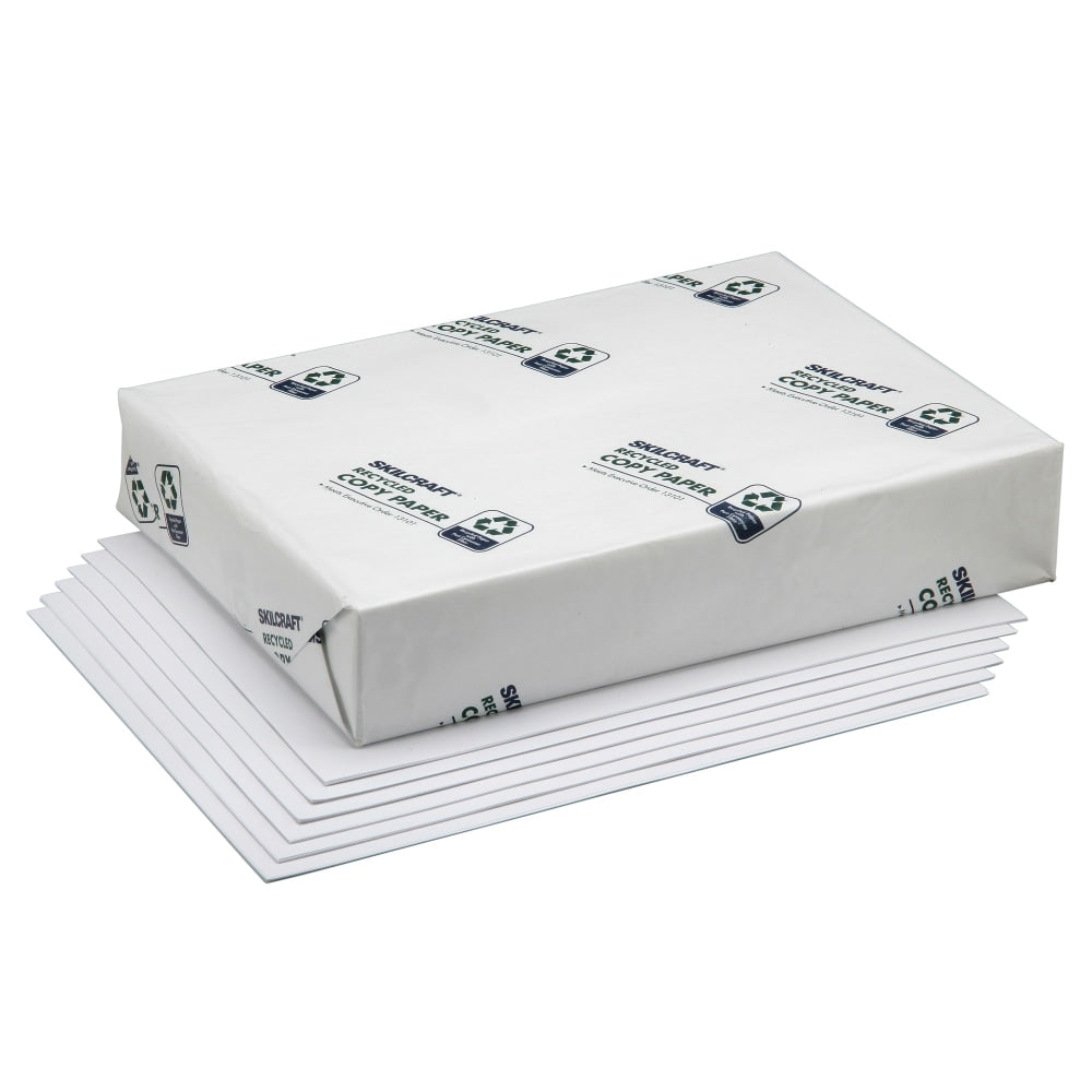 SKILCRAFT Xerographic Copy Paper, White, Letter (8.5in x 11in), 5000 Sheets Per Case, 20 Lb, 92 Brightness, 50% Recycled (AbilityOne 7530-01-398 2652), Case Of 10 Reams