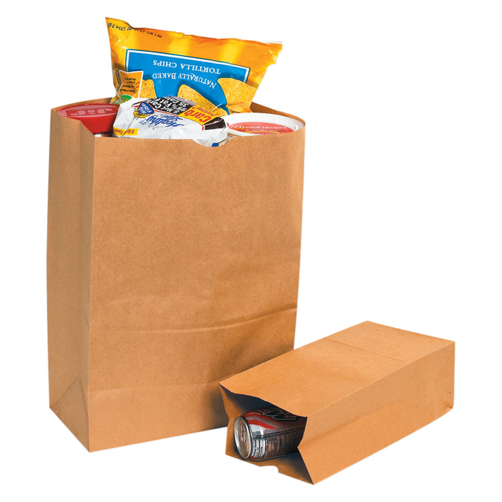 Partners Brand Grocery Bags, 11inH x 6inW x 3 5/8inD, Kraft, Case Of 500