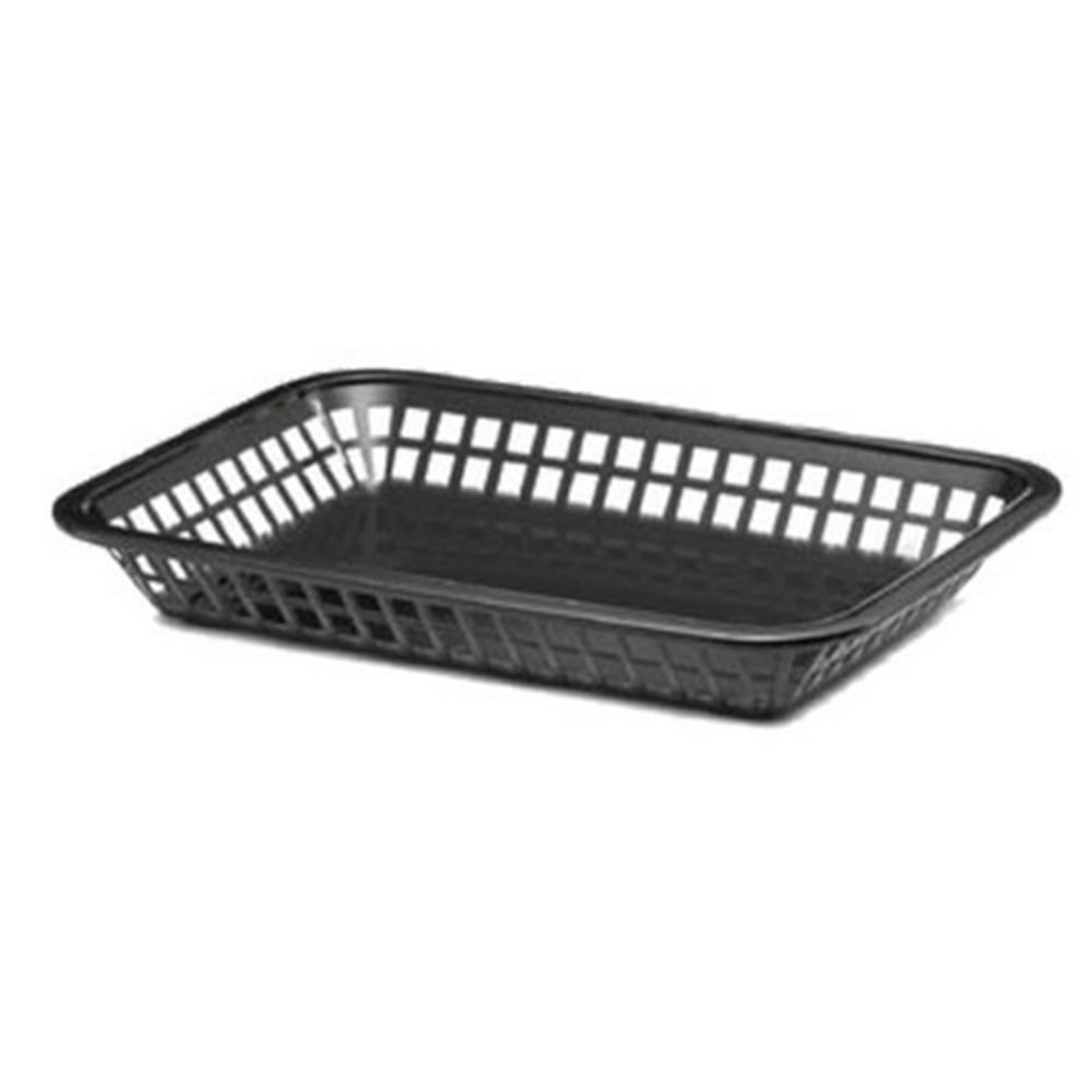 Tablecraft Rectangular Plastic Platter Baskets, 1-1/2inH x 7-3/4inW x 10-3/4inD, Black, Pack Of 12 Baskets