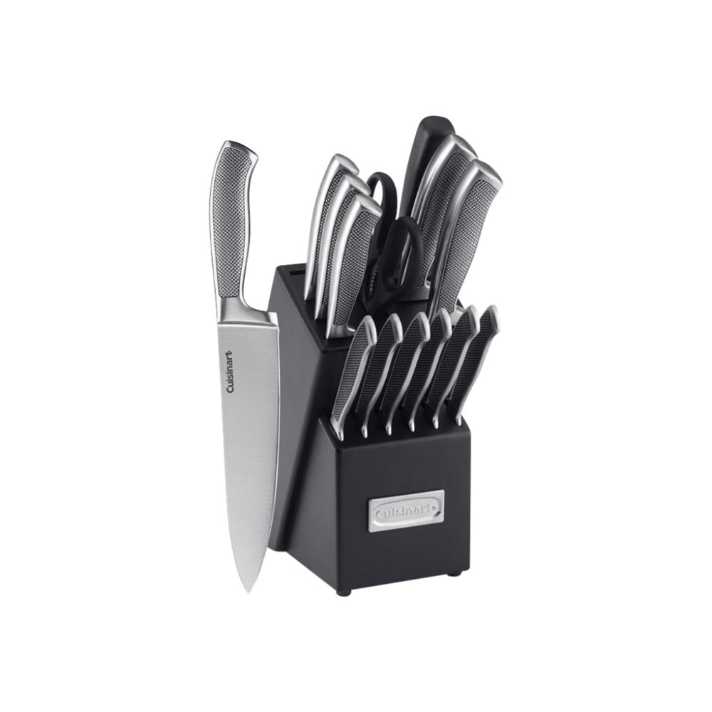 Cuisinart Graphix C77SS-15P 15-Piece Cutlery Set, Brushed Stainless Steel/Black