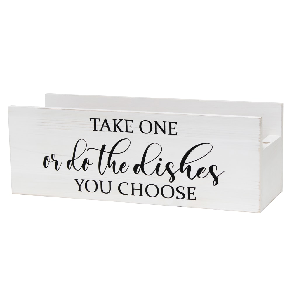 Elegant Designs Pantry Picks Wooden Kitchen Countertop Decorative Organizer, 5-1/2inH x 5-1/2inW x 15-3/4inL, White Wash