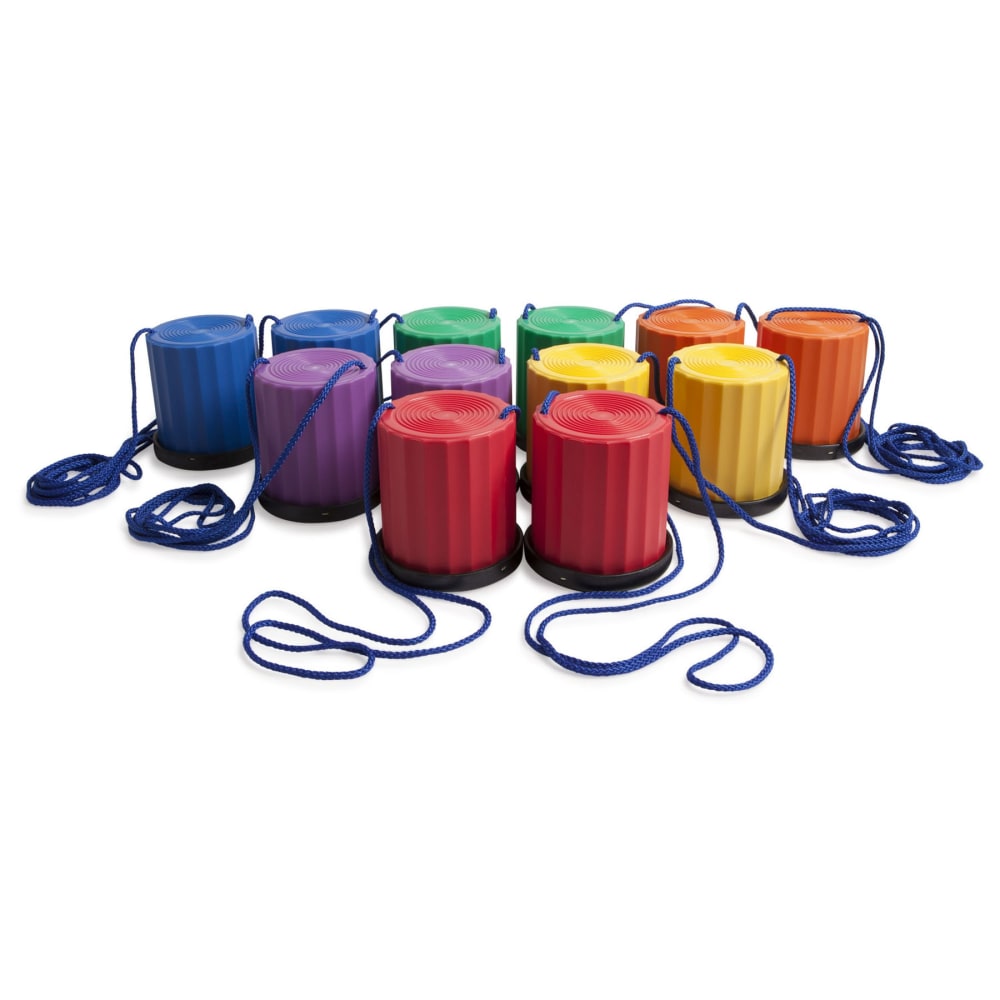 Champion Sports Plastic Platform Stilts, 13-1/2in x 9-1/2in x 9in, Assorted Colors, Set Of 6 Pairs