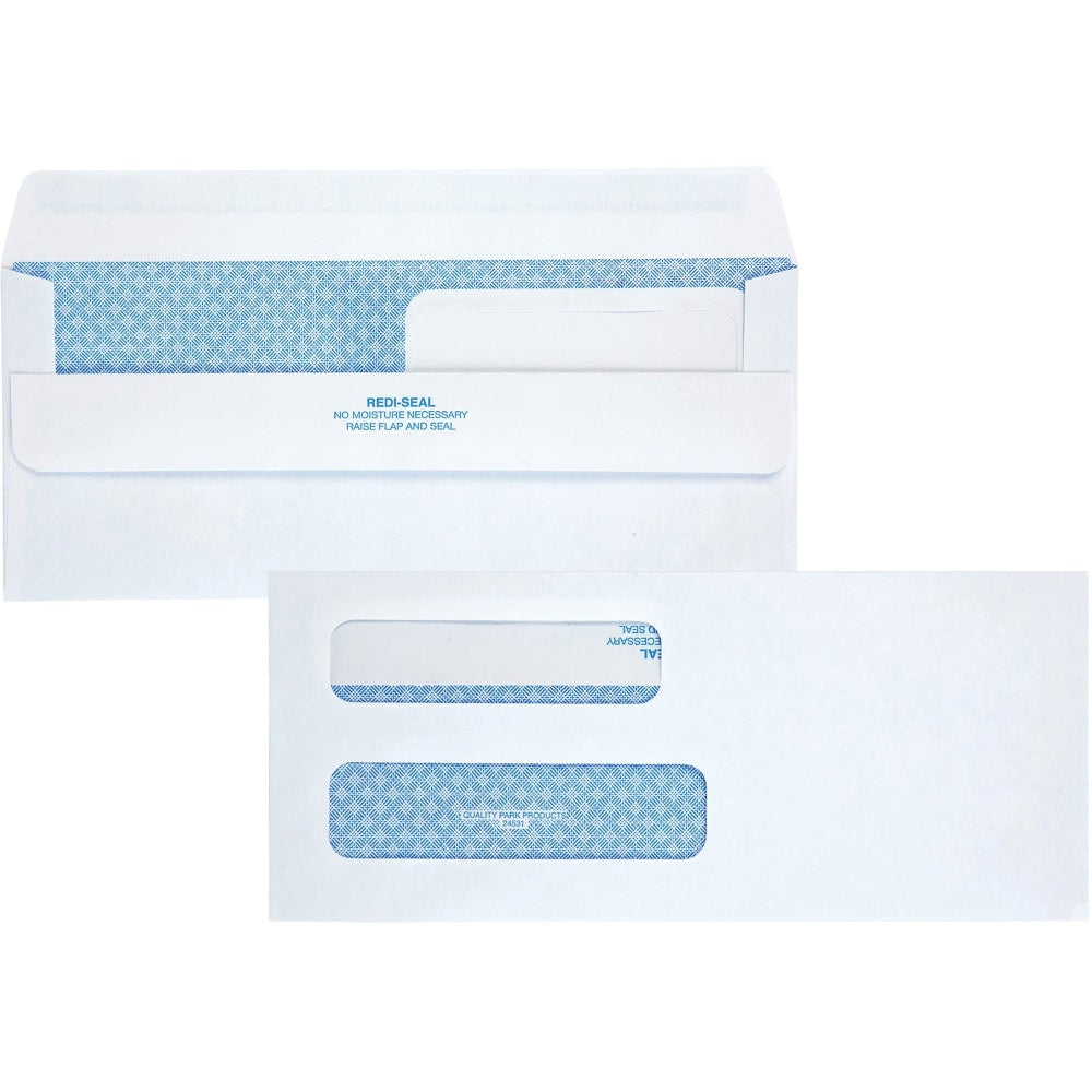Quality Park Double Window Security Tint Envelopes - Document - Check - 7 1/4in Width x 4in Length - Self-sealing - 250 / Carton