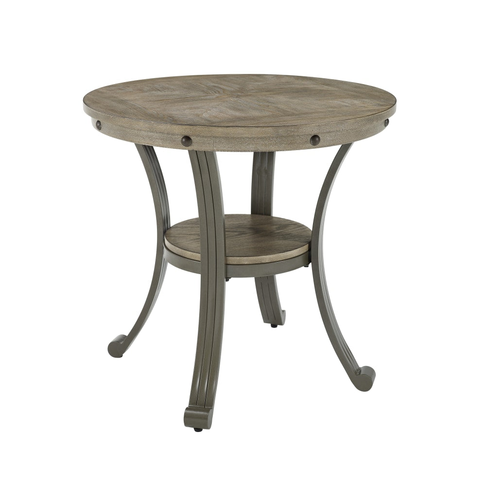 Powell Vinessa Side Table, 23inH x 24inW x 24inD, Pewter/Gray