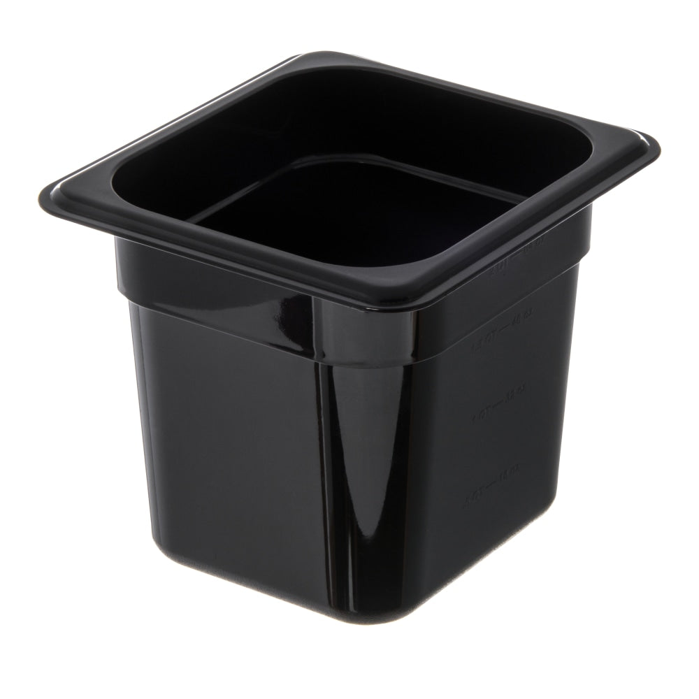 StorPlus 1/6-Size Plastic Food Pans, 6inH x 6 3/8inW x 6 3/4inD, Black, Pack Of 6