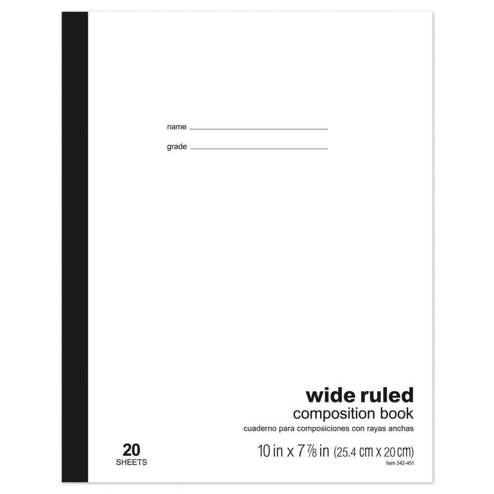 Office Depot Brand Schoolmate Composition Book, 7 7/8in x 10in, Wide Ruled, 20 Sheets