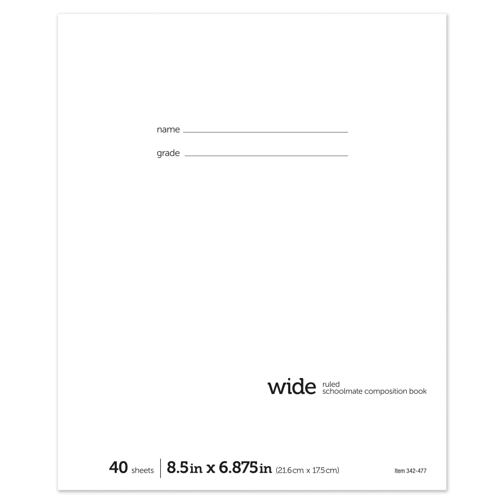 Office Depot Brand Schoolmate Composition Book, 6 7/8in x 8 1/2in, Wide Ruled, 40 Sheets