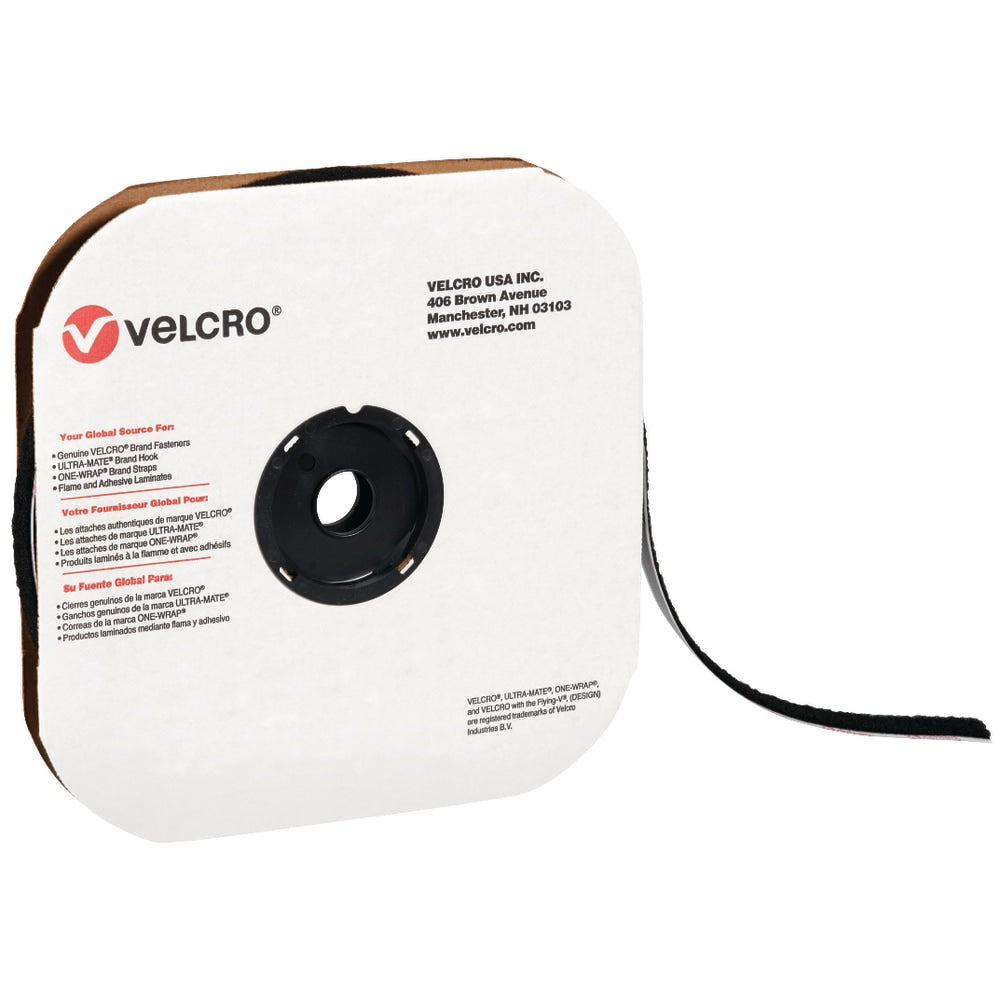VELCRO Tape Loop, 3/4in x 75ft, Individual Strips, Black