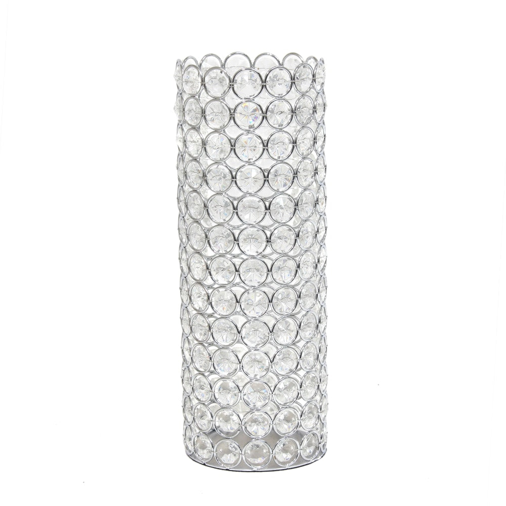 Elegant Designs Ellipse Crystal Decorative Vase, 11-1/4inH x 4inW x 4inD, Chrome