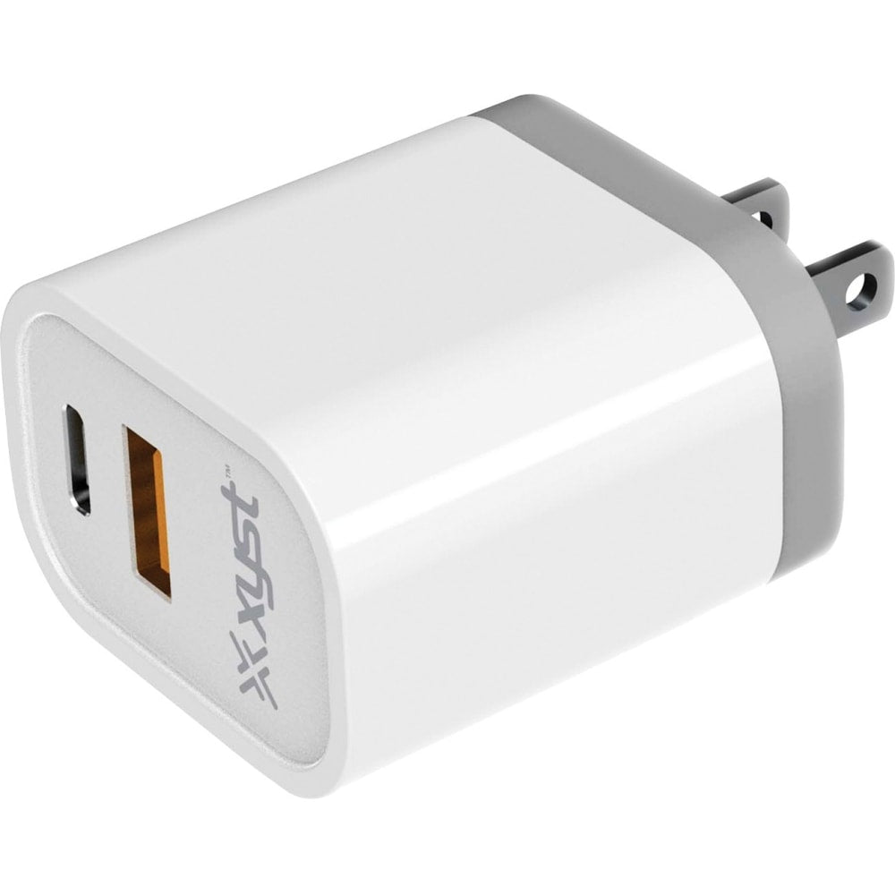 XYST 3.4-Amp Dual USB Wall Charger with USB Port and USB Type-C Port - 120 V AC, 230 V AC Input - 5 V DC/3.10 A, 9 V DC, 12 V DC Output - White