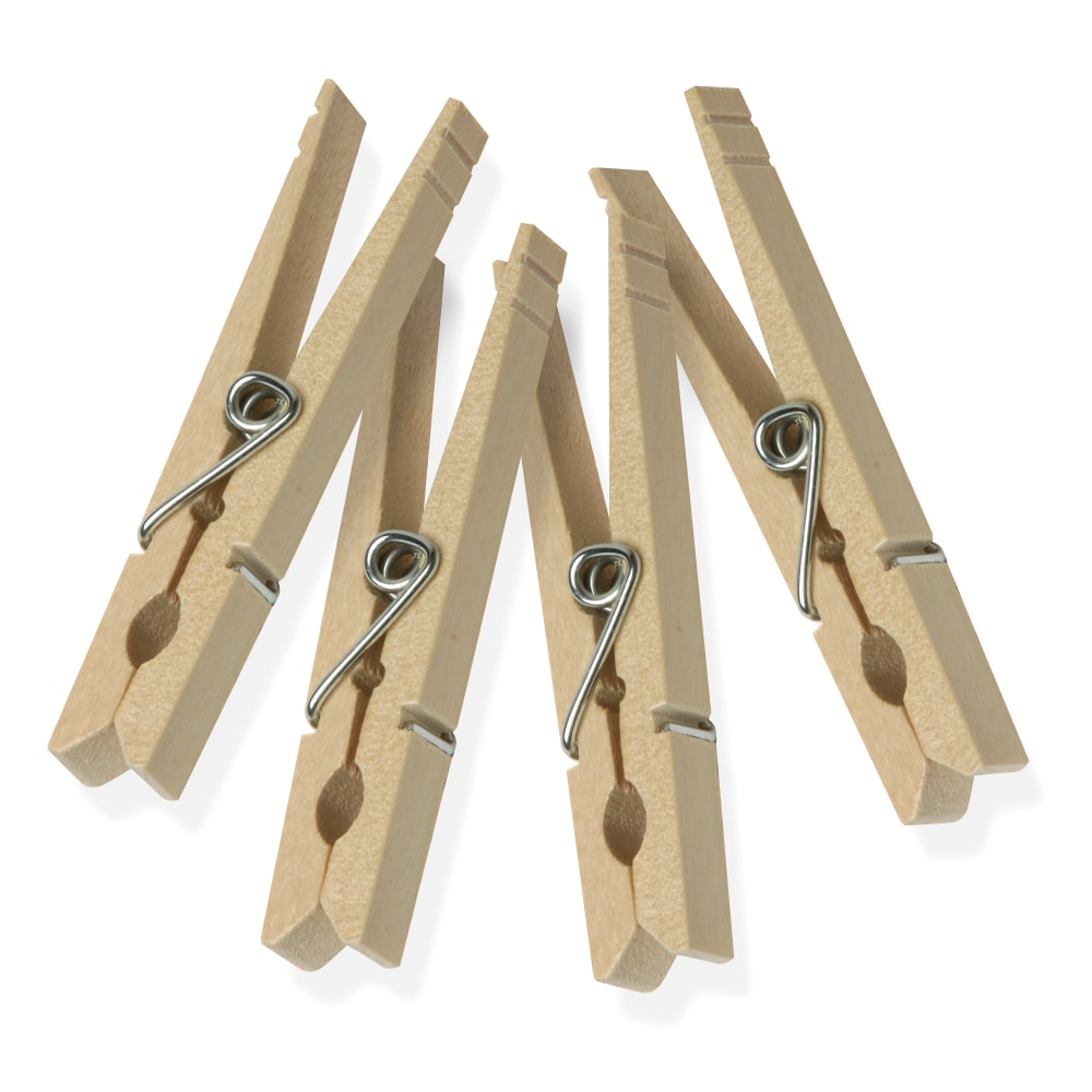 Honey Can Do Wood Clothespins With Spring, 3-1/4in x 1/2in x 7/16in, Natural, Pack Of 200 Clothespins