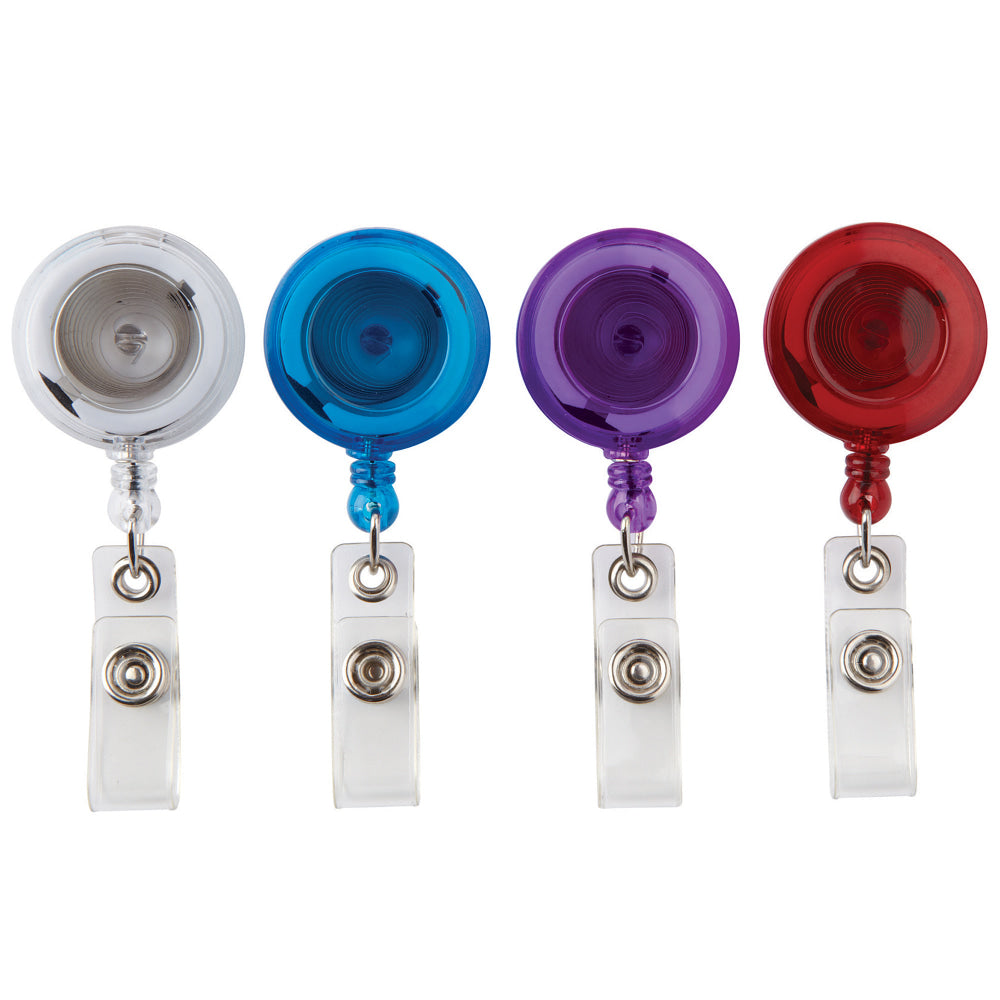 Office Depot Brand Retracting ID Card Reels, Assorted Colors, Pack Of 4
