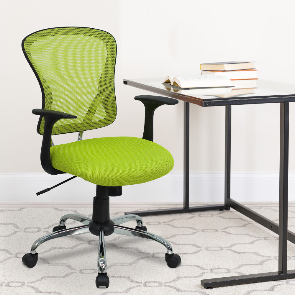 Flash Furniture Mesh Mid-Back Task Chair, Green/Black/Chrome