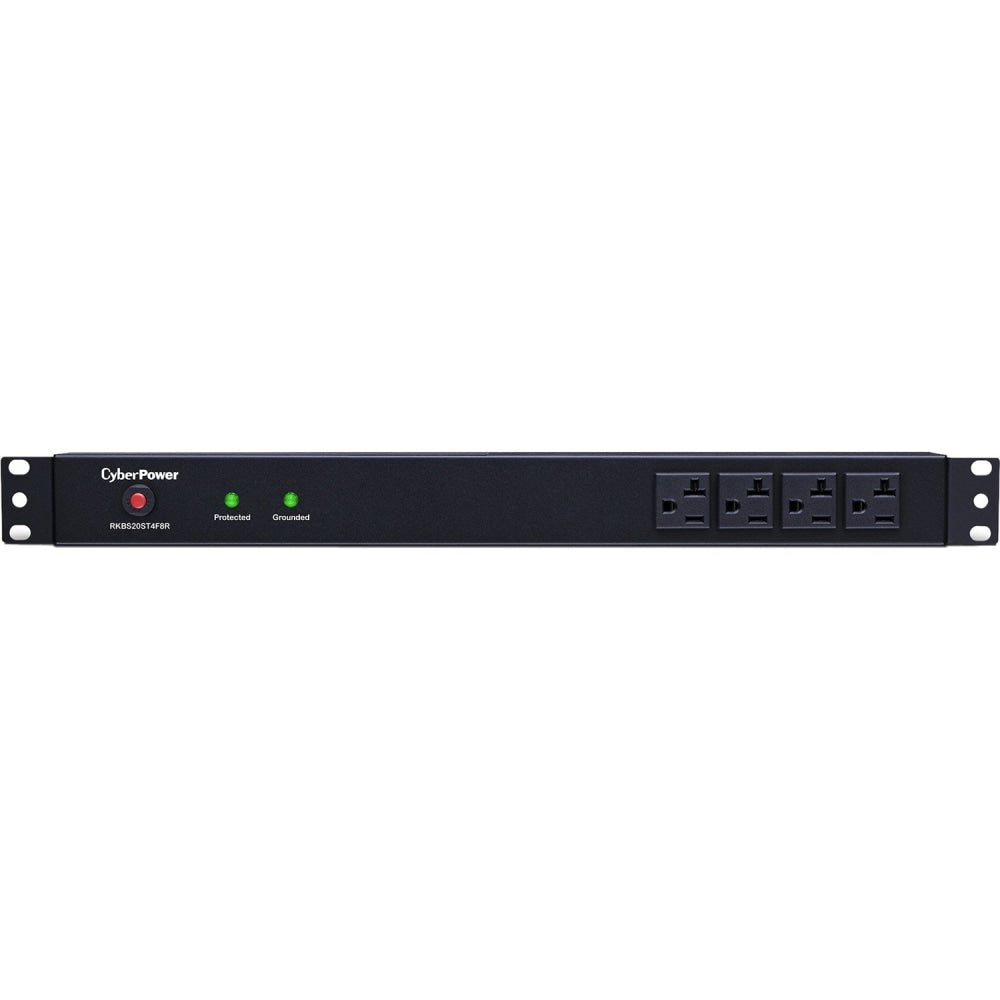 CyberPower RKBS20ST4F8R Rackbar 12 - Outlet Surge with 1800 J - Clamping Voltage 400V, 15 ft, NEMA L5-20P, Straight, EMI/RFI Filtration, Black, Lifetime Warranty