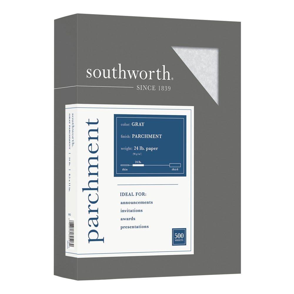 Southworth Parchment Specialty Paper, 24 Lb., 8 1/2in x 11in, Gray, Pack Of 500