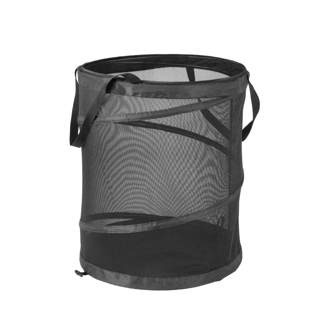 Black Large Polyester Mesh Pop-Up Hamper