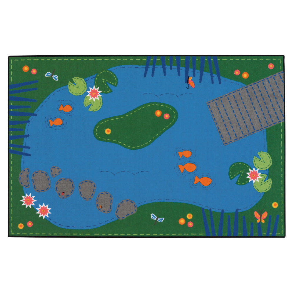 Carpets for Kids KID$Value Rugs Tranquil Pond Activity Rug, 4ft x 6ft , Green