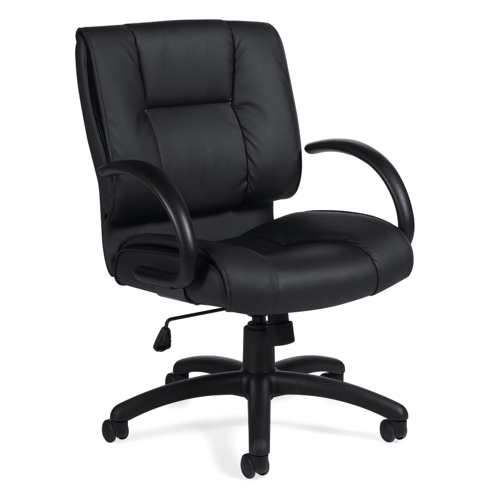 Offices To Go Luxehide Bonded Leather Mid-Back Chair, Black