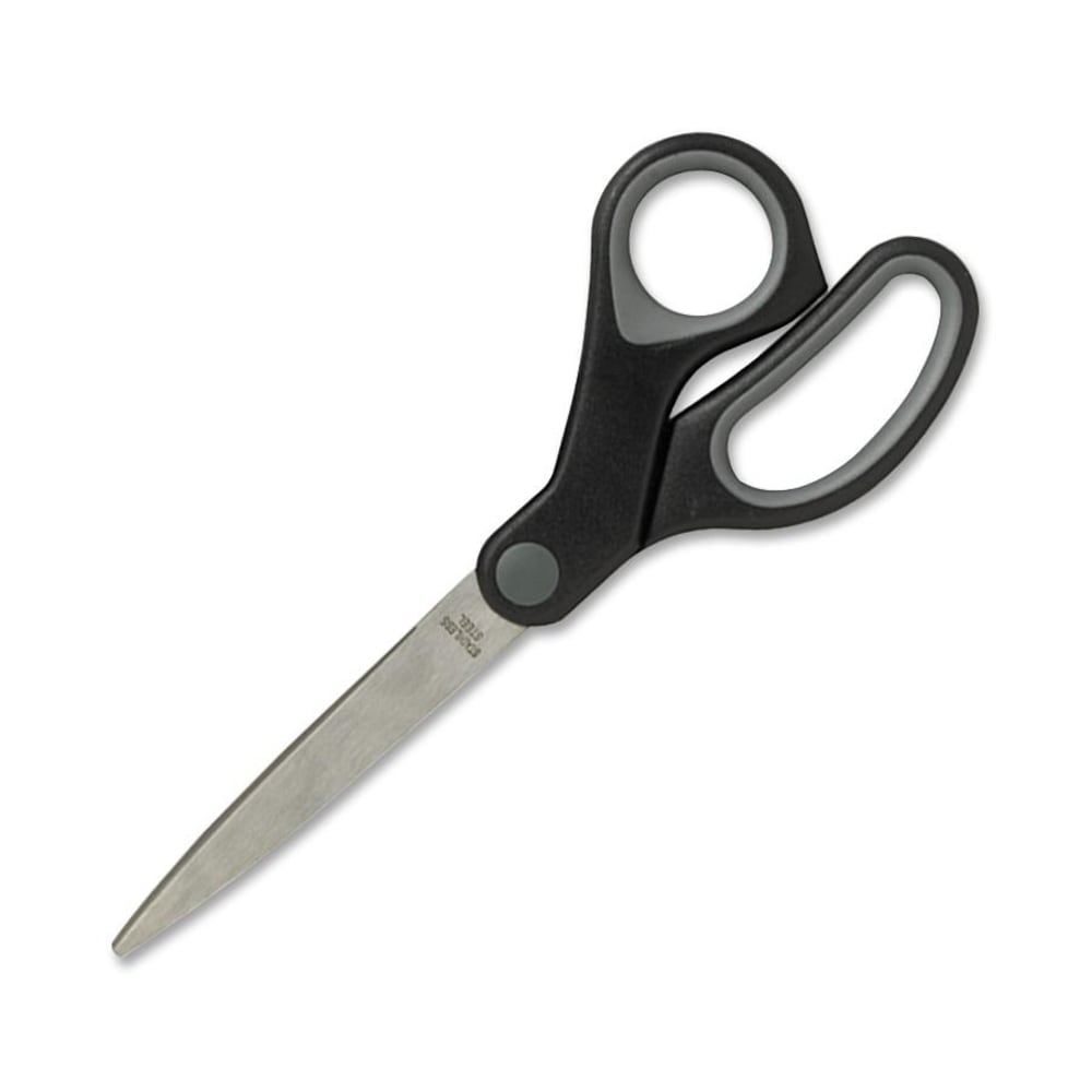 Sparco Rubber Handle Scissors, 8in, Pointed, Black/Gray