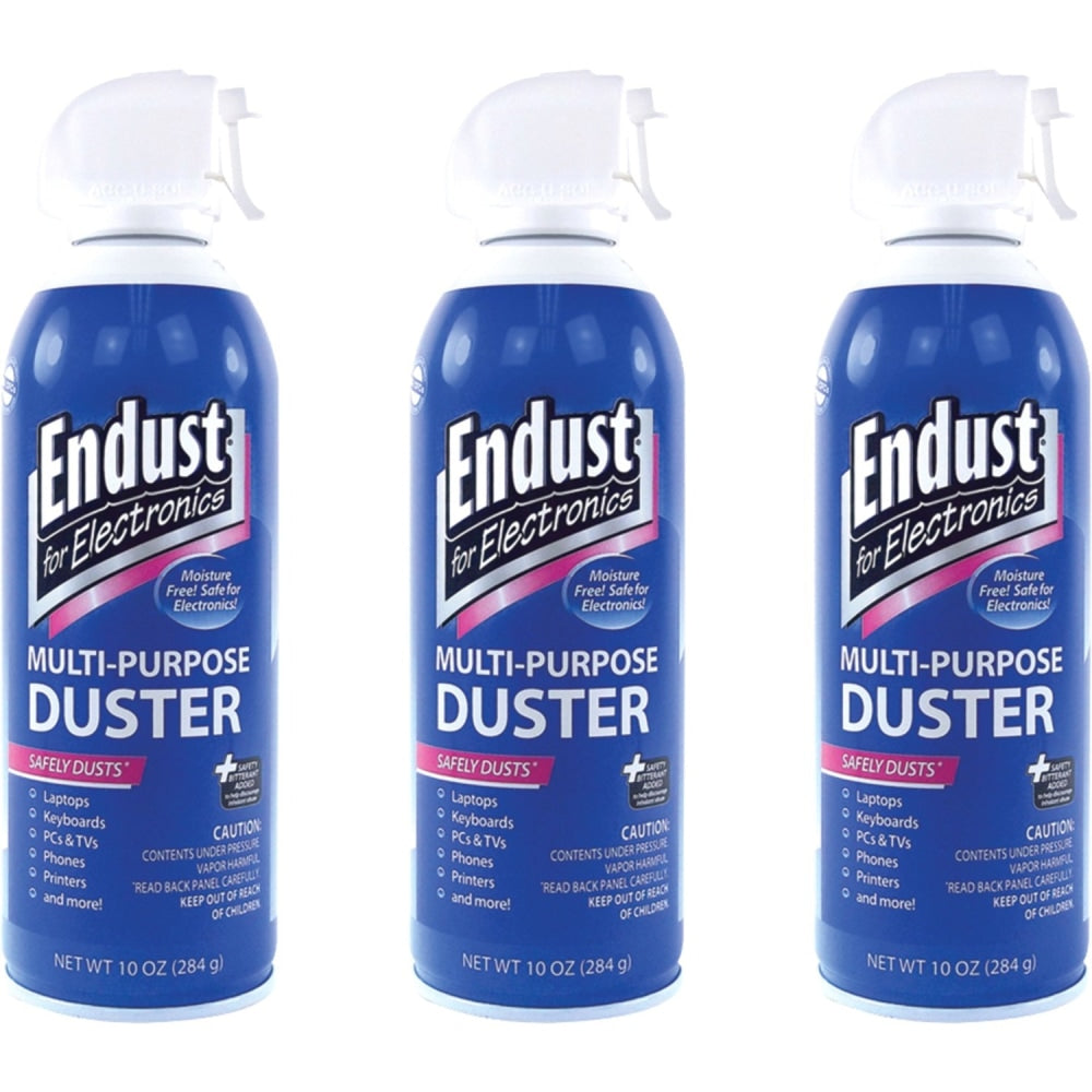 Endust 11384 Air Duster With Bitterant For Electronic Equipment, 10 Oz Can, Pack Of 3