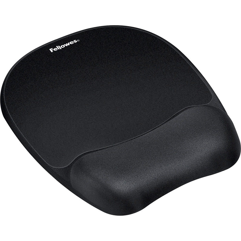 Fellowes Memory Foam Mouse Pad/Wrist Rest- Black - 1in x 7.94in x 9.25in Dimension - Black - Memory Foam - Wear Resistant, Tear Resistant, Skid Proof - 1 Pack