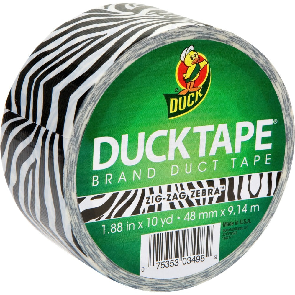 Duck Brand Brand Printed Design Color Duct Tape - 10 yd Length x 1.88in Width - 1 / Roll - Zebra