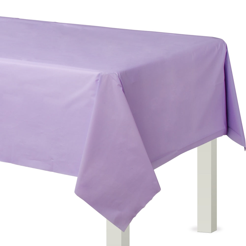 Amscan Flannel-Backed Vinyl Table Covers, 54in x 108in, Lavender, Set Of 2 Covers
