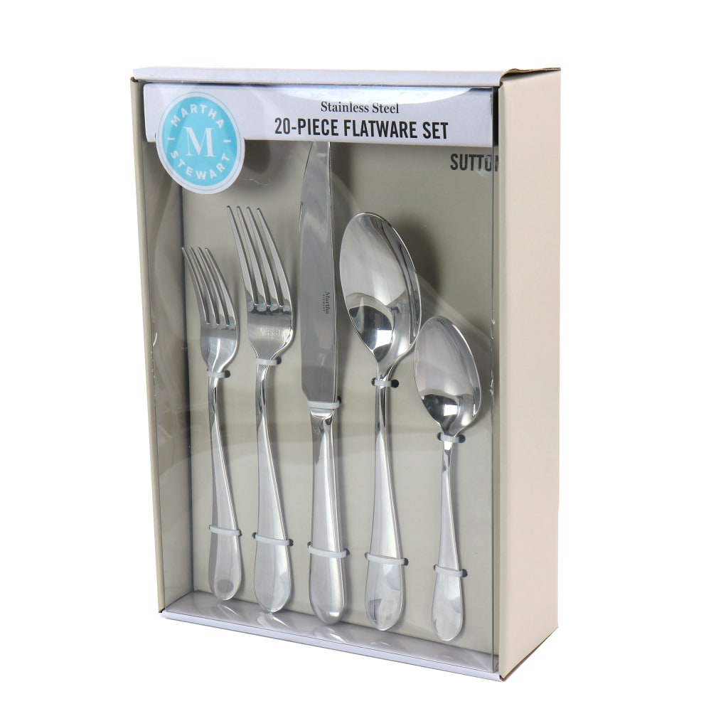Martha Stewart Sutton Stainless Steel Flatware Set, Silver