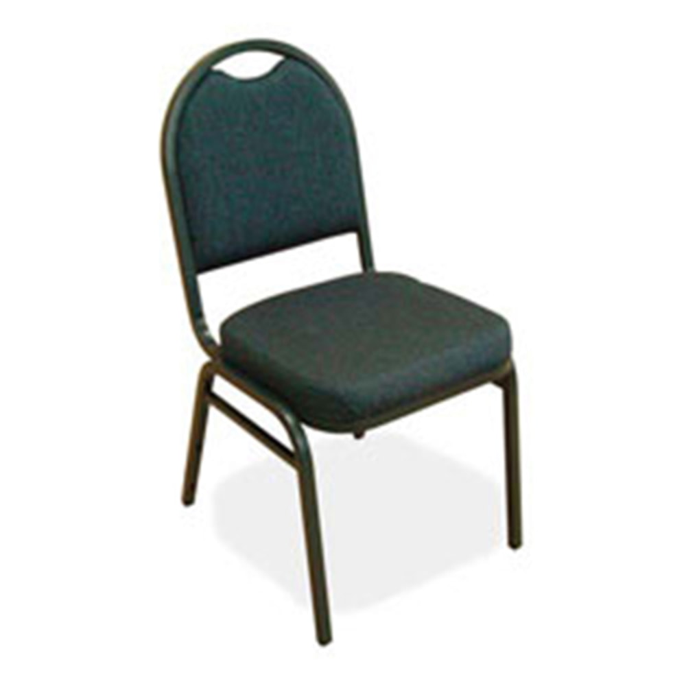 Lorell Banquet Padded Fabric Seat, Fabric Back Stacking Chair 16 15/16in Seat Width, Blueberry Seat/Charcoal Frame, Quantity: 4