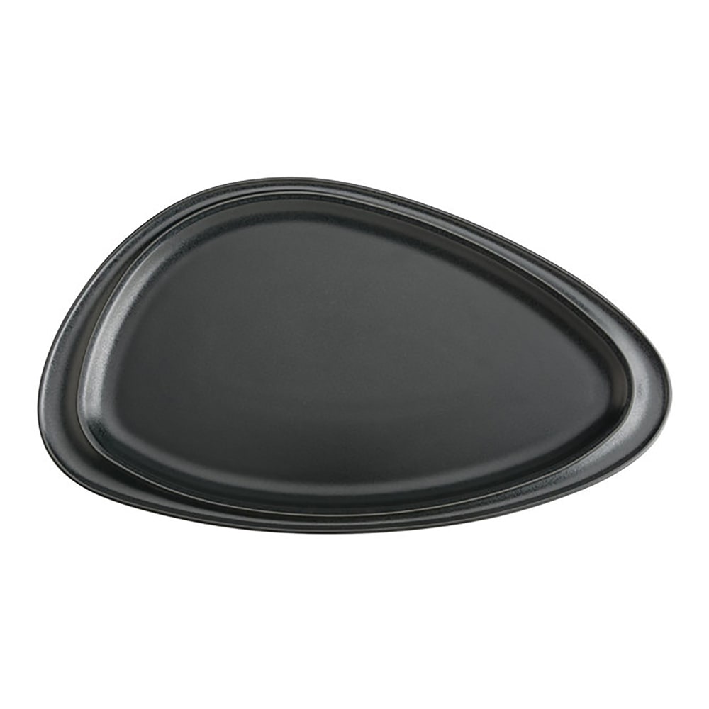 Foundry Geo Ceramic Platters, 14 3/16in x 8 1/4in, Matte Black, Pack Of 6 Platters