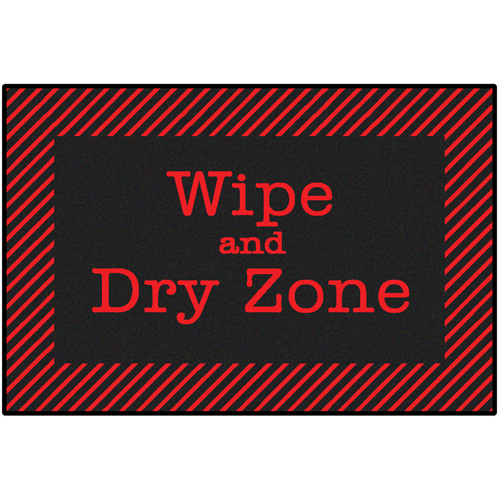 Carpets for Kids KID$Value Rugs Red & Black Wipe & Dry Sanitize Here Rug, 3ft x 4 1/2ft , Black
