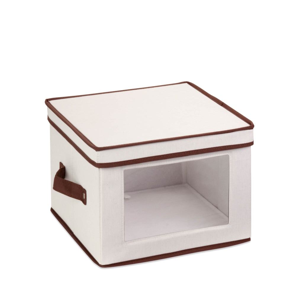 Honey-Can-Do Canvas Dinnerware Storage Box, Medium, 8 1/2inH x 12inW x 12inD, Brown/Natural