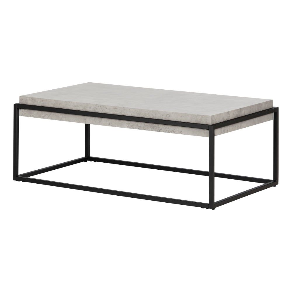 South Shore Mezzy Modern Industrial Coffee Table, 16-1/2inH x 43-5/16inW x 23-5/8inD, Concrete Gray