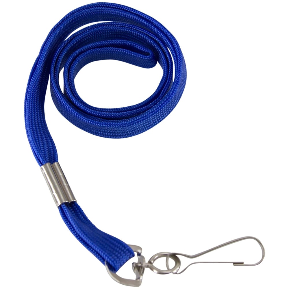 SICURIX Flat Metal Hook Lanyard - 100 / Pack - 0.4in Width x 36in Length - Blue