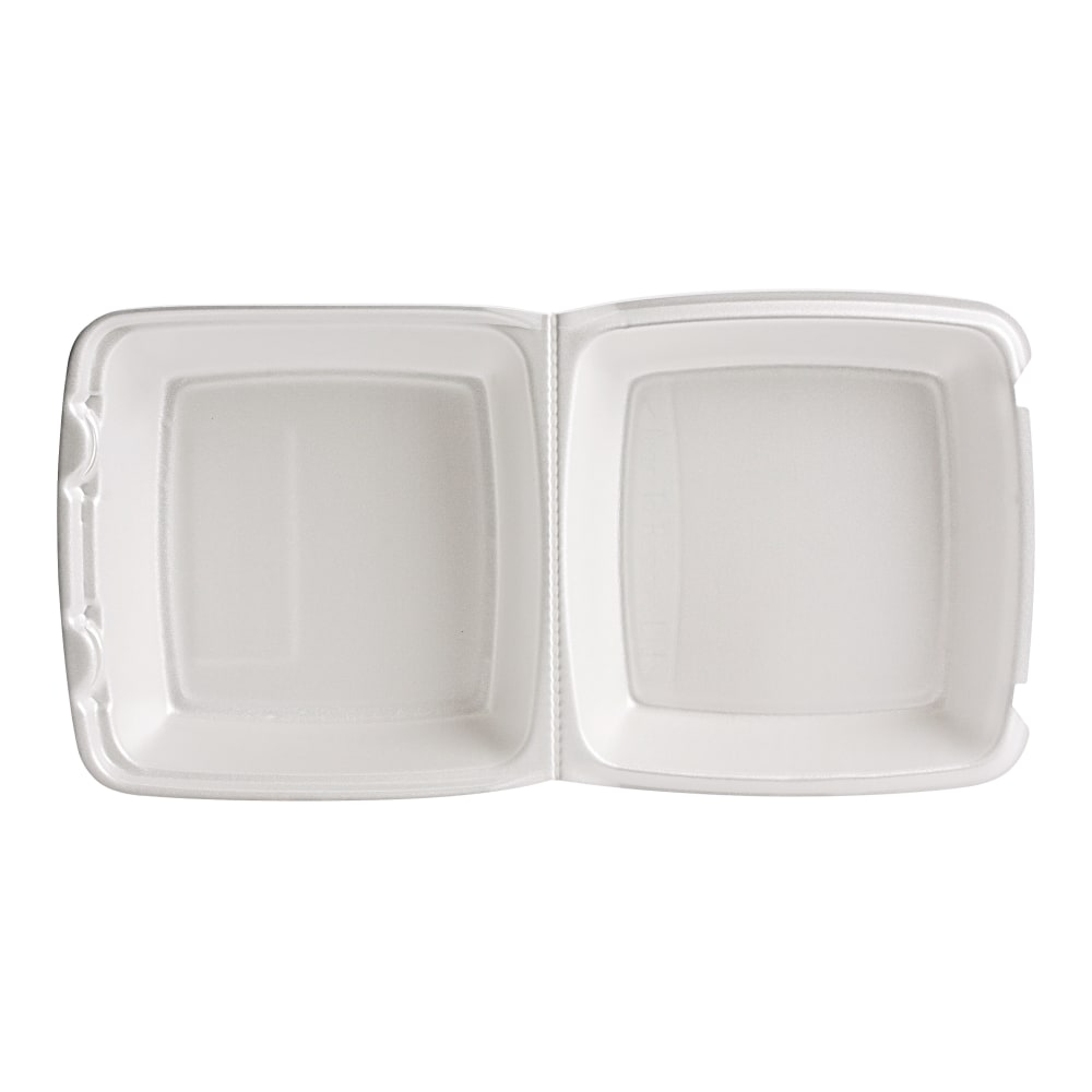 Dart Carryout Food Containers, 1 Compartment, 3 1/4in x 8 3/8in x 7 7/8in, White, Pack Of 200