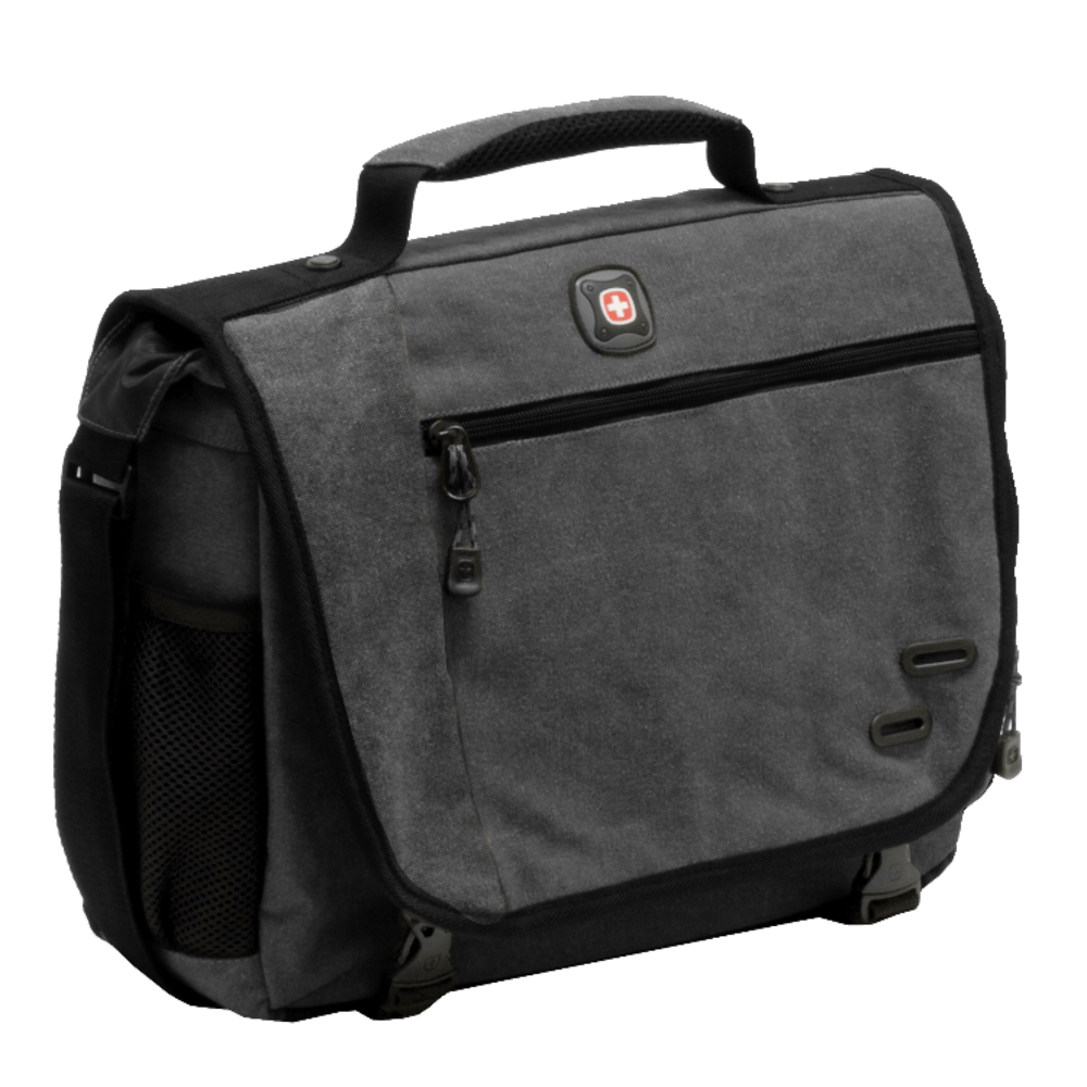 Wenger Zinc Cotton Computer Briefcase For 14.1in Laptops, Gray or Green (no color choice)
