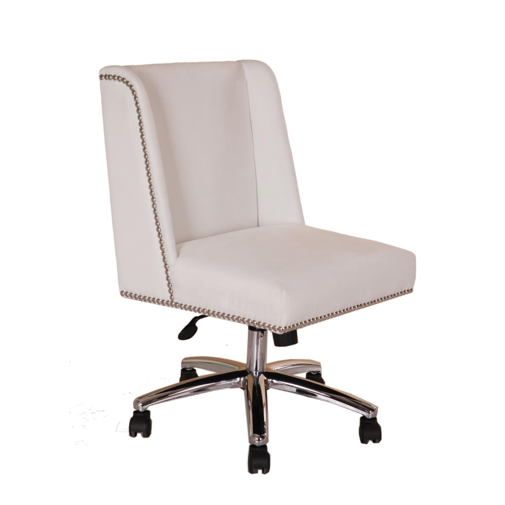 Boss Office Products Decorative Velvet Mid-Back Task Chair, White