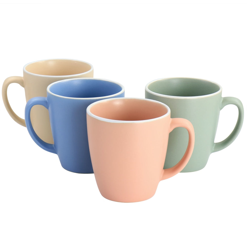 Spice by Tia Mowry Creamy Tahini 4-Piece Stoneware Mug Set, 17.5 Oz, Assorted Colors