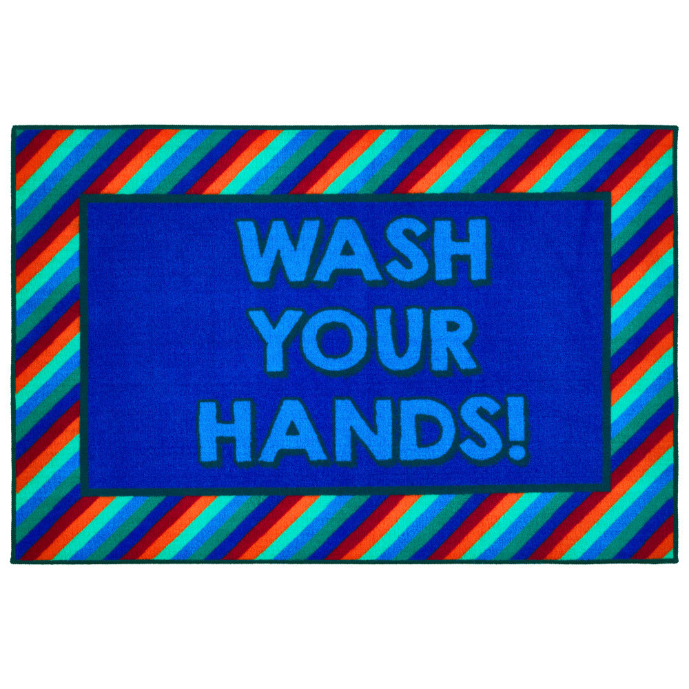 Carpets for Kids KID$Value Rugs Rainbow Striped Wash Your Hands Activity Rug, 3ft x 4 1/2ft , Multicolor