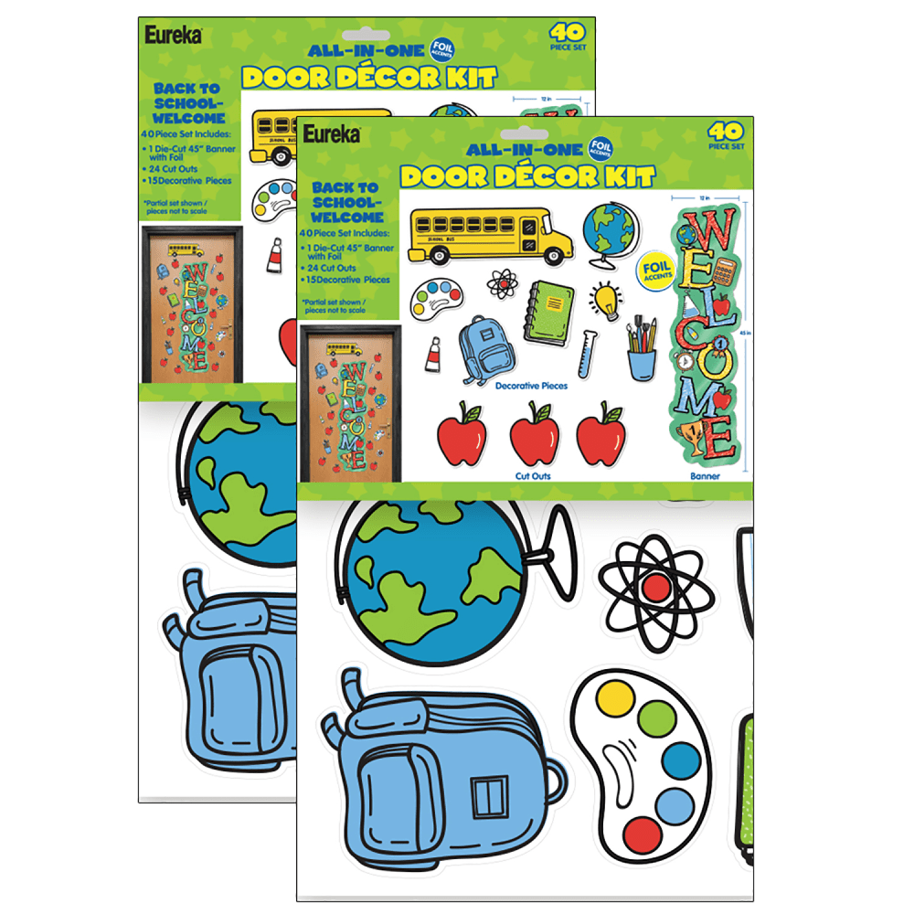 Eureka Back To School All-In-One 40-Piece Door Decor Kits, Welcome, Set Of 2 Kits