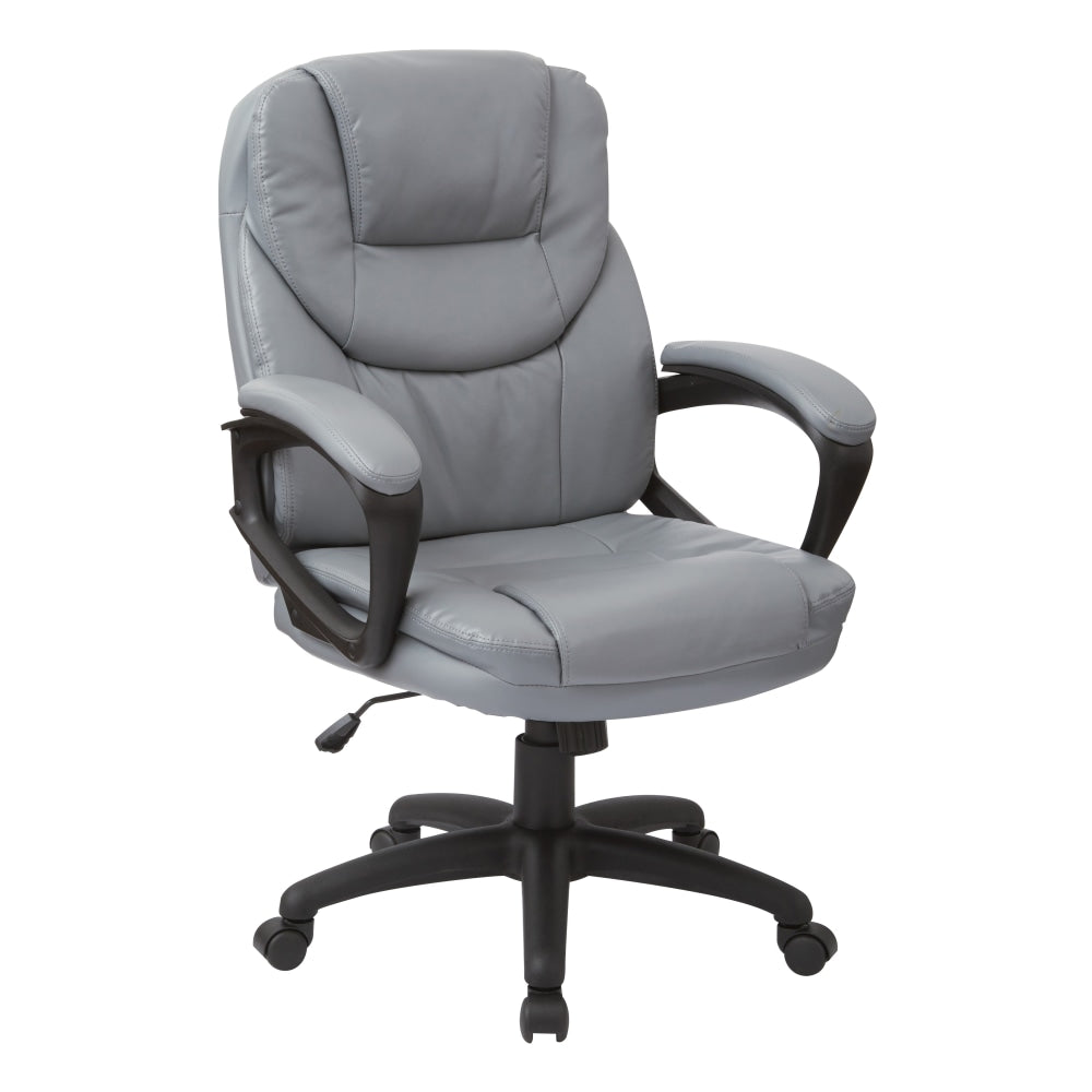 Office Star Work Smart Faux Leather High-Back Chair, Charcoal/Black