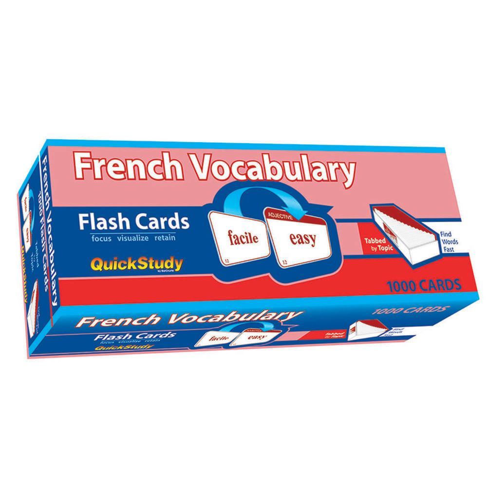 QuickStudy Flash Cards, 4in x 3-1/2in, French Vocabulary, Pack Of 1,000 Cards
