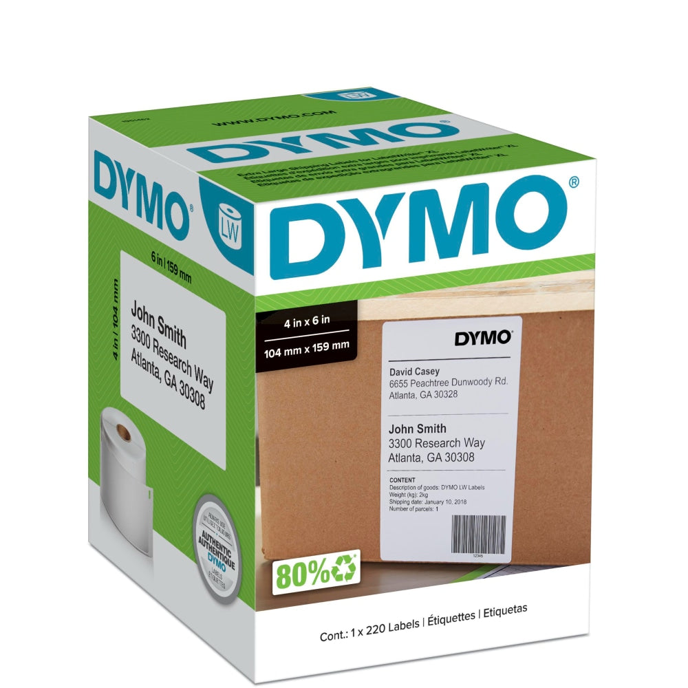 DYMO LabelWriter Shipping Labels For 4XL and 5XL Model, 1951462, White, 4in x 6in, Roll Of 220