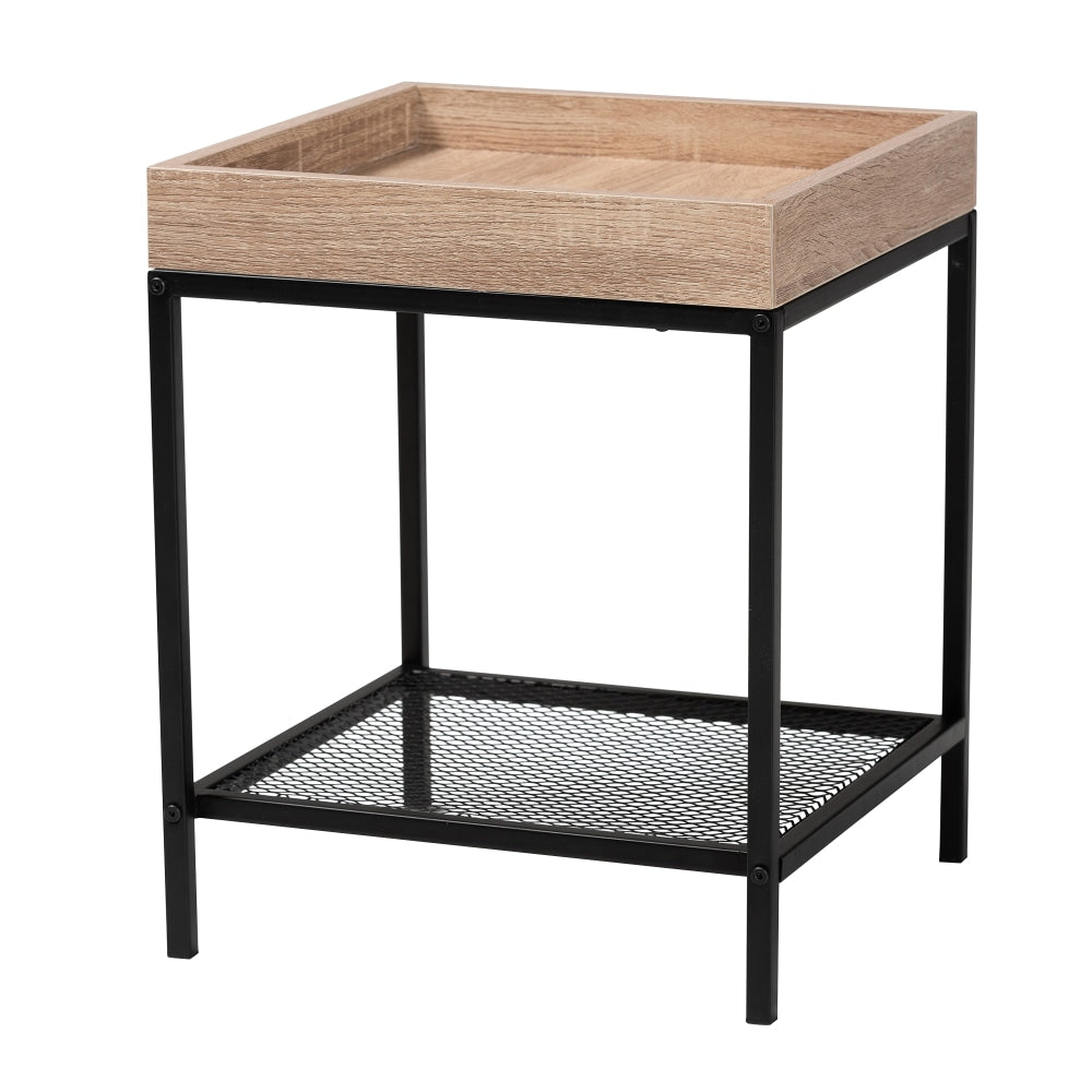 Baxton Studio Saranna Modern Bohemian End Table, 18-15/16inH x 15-3/4inW x 15-3/4inD, Oak Brown