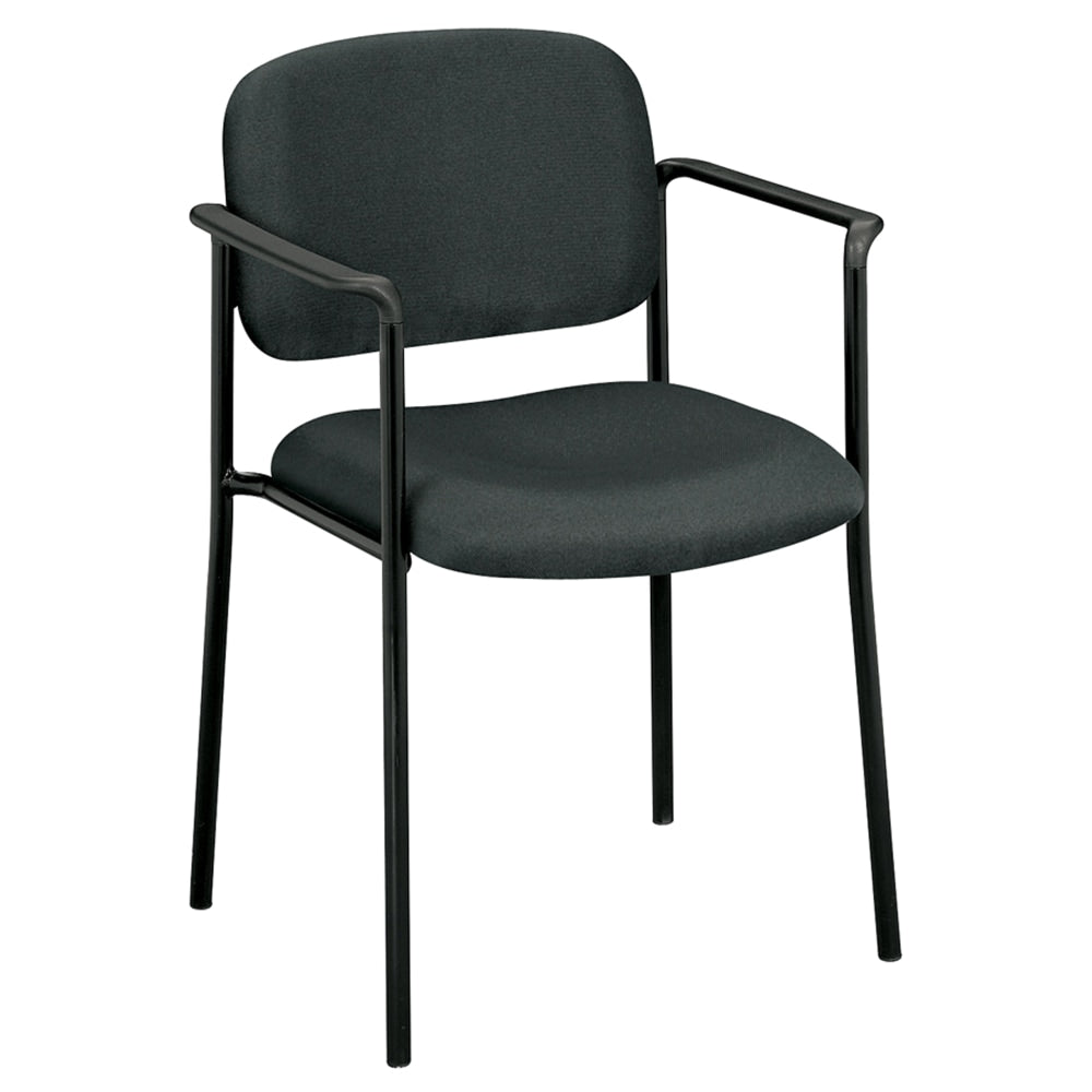 HON Scatter Stacking Guest Chair, Fixed Arms, Fabric, Charcoal/Black