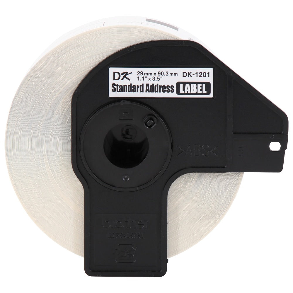 Brother Genuine DK-120124PK Die-Cut Standard Address Labels, 1-3/16in x 3-1/2in, White, 400 Labels Per Roll, Box Of 24 Rolls