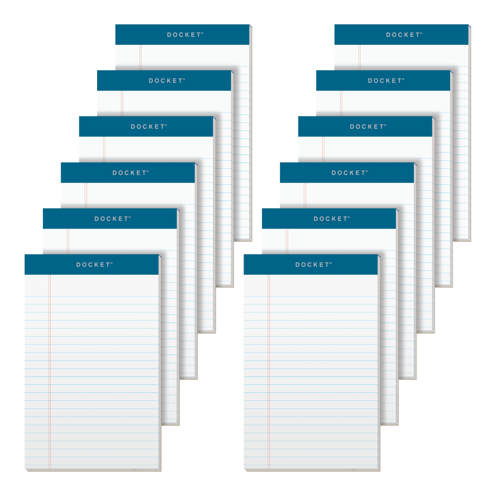 TOPS Double Docket Writing Pads, 5in x 8in, Narrow Ruled, 50 Sheets, White, Pack Of 12 Pads