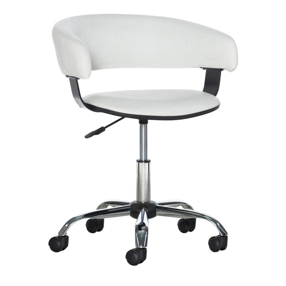 Powell Low-Back Faux Leather Gas-Lift Desk Chair, White