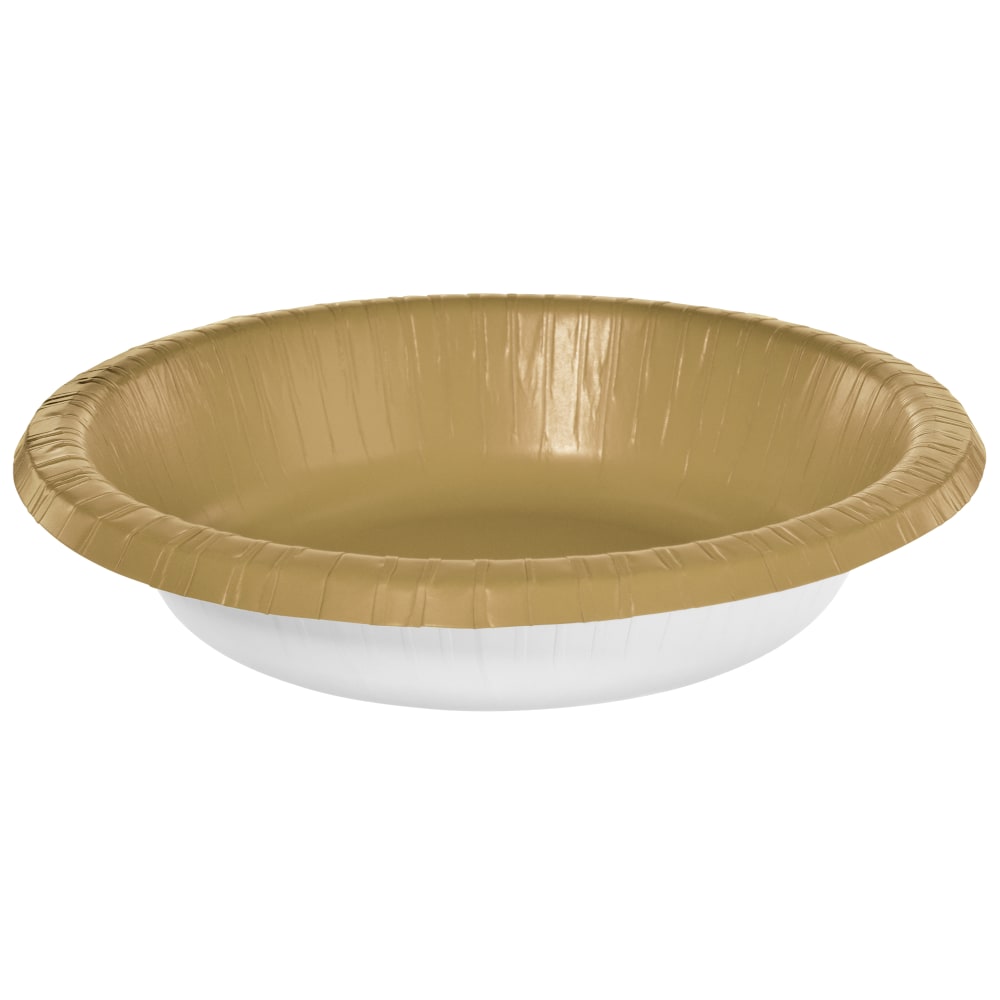 Amscan Paper Bowls, 20 Oz, Gold, 20 Bowls Per Box, Case Of 5 Boxes
